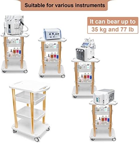 Elitzia Facial Trolley 4-Tier Rolling Spa Cart for Beauty Salon Gold - Image 6