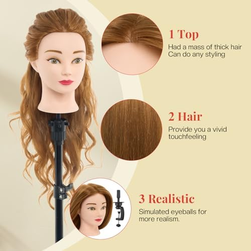 Mannequin Head with 80% Human Hair 26-28" Doll Head for Hairdresser #27 - Image 3