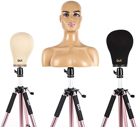 GEXWORLDWIDE GEX 63" Heavy Duty Mannequin Tripod Stand Wig Stand for Wig Mannequin Head Training Doll Manikin Head for Cosmetology Hairdressing with Travel Bag (Rose Gold) - Image 6