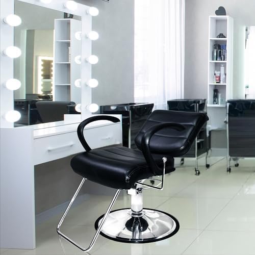 Chromium Kyler Hydraulic Salon Chair, 360-Degree Swivel Reclining, Black - Image 5