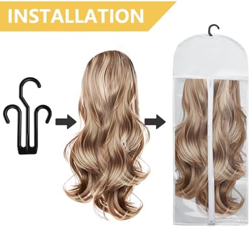 5Pcs 31.5in Hair Extension Holder Wig Storage Bag with Hanger, White - Image 5