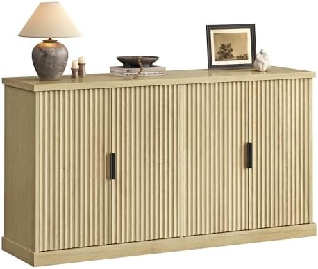 VASAGLE Contemporary Buffet Cabinet with Adjustable Shelves, Fluted Doors by VASAGLEbySONGMICSHOME