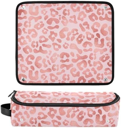 Hair Tools Travel Bag with Heat Resistant Mat Detachable 2-in-1 Curling Iron Travel Case Hot Tools Organizer for Straightener Flat Iron Pink Leopard Animal - Image 3