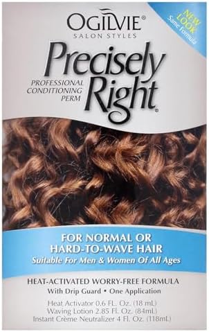 Ogilvie Salon Styles Precisely Right Professional Conditioning Home Perm Kit for Men & Women - For Normal or Hard-to-wave Hair - Heat-activated Worry-free Formula with Drip Guard - 1 Application by OGILVIE