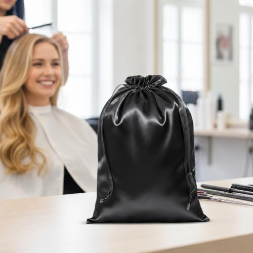 6 Pcs Satin Wig Bags With Drawstring, 13×9.8 Inch Silk Wig Storage Bags - Image 6