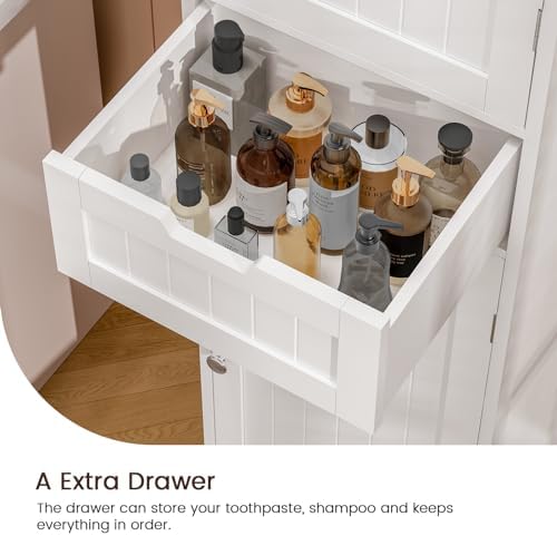 Iwell 66.9" Tall Bathroom Storage Cabinet with 2 Doors & 1 Drawer - Image 5
