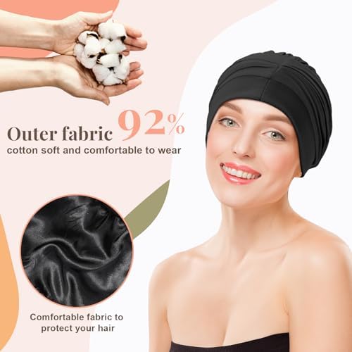 JenPen 4 Pcs Silk Satin Sleeping Bonnet for Women Color - Image 2