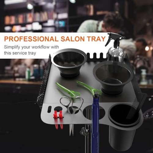 Salon Rolling Tray with 2 Magnetic Bowls, Professional Tool Tray Cart, Hair Extension Tray for Hairdressers, Color Tray Trolley for Hair Salon Home Use - Image 6
