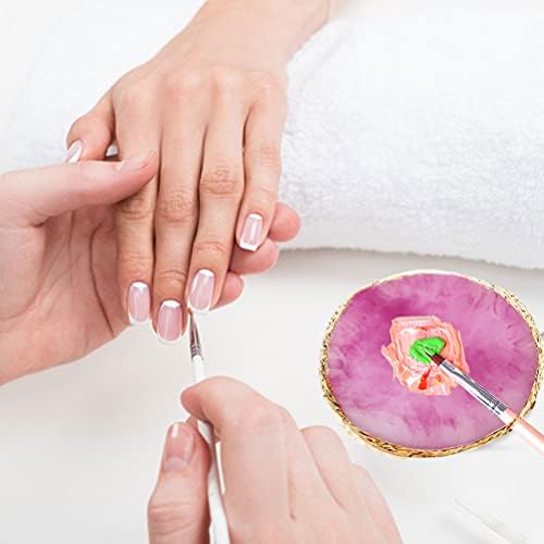 2 Pcs Resin Nail Art Palette, Round Mixing Board, Blue White - Image 2
