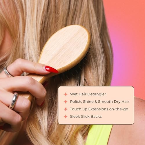 INH Mini Boar Bristle Hair Brush | Travel Size Detangling Paddle Brush - Image 5