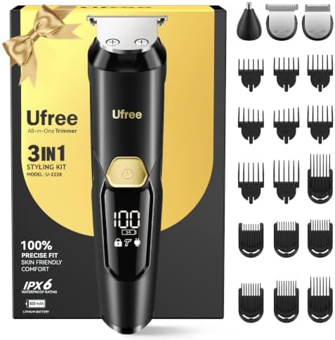 Ufree 3-in-1 Beard Trimmer for Men, IPX6 Waterproof Electric Razor by Ufree