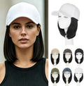 Rich Choices Hat Wigs for Women,White Baseball Cap with Hair Extensions for Women,Short Bob Hairstyle Caps with Straight Synthetic Hairs Attached Adjustable Baseball Cap Wig 6 Inch-Black Hair by RichChoices
