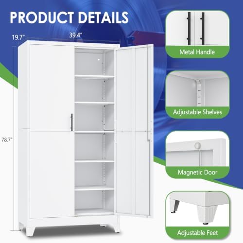 78.7 Metal Garage Storage Cabinet with Locking Doors - Image 3