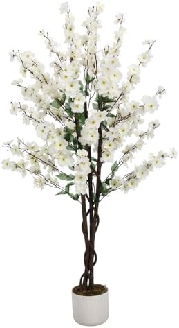 Garvee 4FT Artificial Wintersweet Tree in Pot, Fake Potted Flower Trees with Lifelike Plum Blossom, Decorative Evergreen Flowers Plants Indoor, for Home Living Room Outdoor Office Decor - Image 4