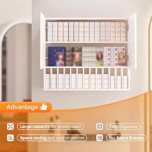 OmySalon Hair Color Organizer Rack, Salon Hair Color Tube Storage Cabinet with Adjustable Shelves, Wall Mounted Salon Barber Station for Barbershop Beauty Spa, White - Image 4
