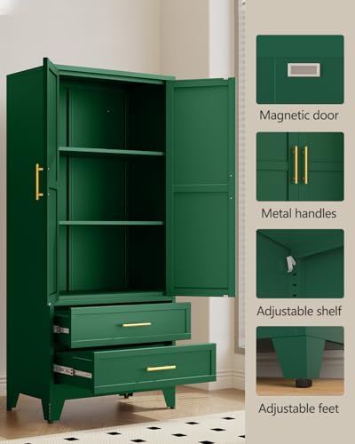 71" Metal Garage Storage Cabinet with 2 Doors 2 Adjustable Shelves - Image 6