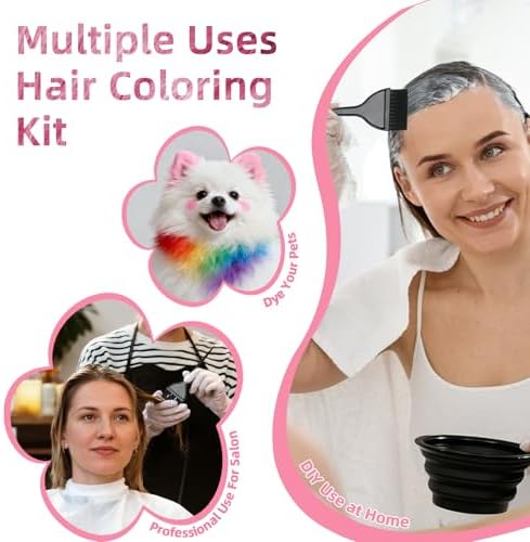ROOHUA 8 Pcs Hair Dye Kit with Brush, Reusable Home Salon Color Hair Tools - Image 6