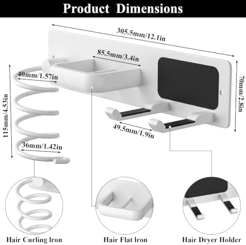 Tindbea Hair Dryer Holder Wall Mount Aluminum Alloy Hot Tools Organizer - Image 2