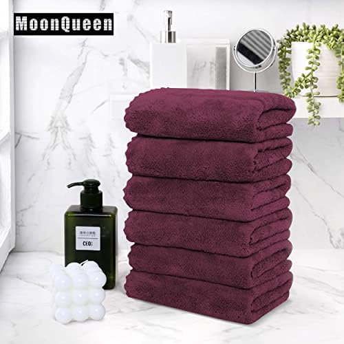 MOONQUEEN 18 Pack Premium Hand Towels - Quick Drying - Microfiber Coral Velvet Highly Absorbent Towels - Multipurpose Use as Hotel, Bathroom, Shower, Spa, Hand Towel 16 x 28 inches (Burgundy) - Image 5