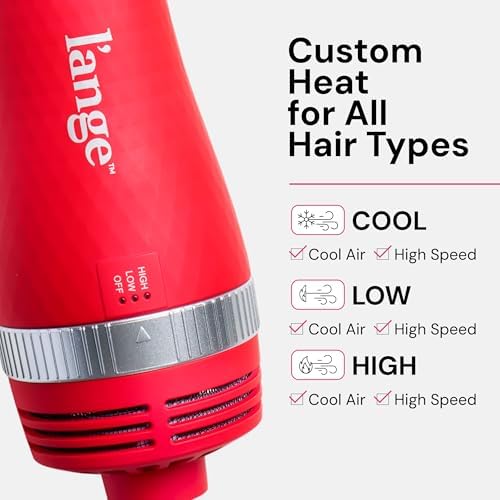 L'ANGE HAIR VolumeBoost 60mm 2-in-1 Ceramic Volumizing Brush Dryer | Fast Drying & Styling for Frizz-Free, Voluminous Blowouts | Ceramic-Coated Barrel (Red) - Image 3