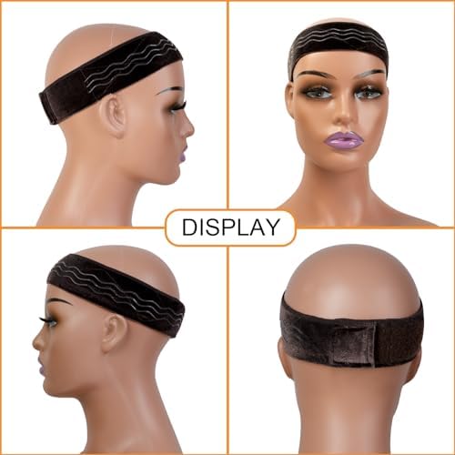 Wig Grip Band Flexible Velvet Scarf Adjustable Comfort Band Headband Wig Comfort Non-Slip Adjustable Fasten Wig Bands with Wavy Silicone (Dark Brown) - Image 2