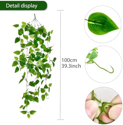 Fake Hanging Plants Vines(2pcs)for Room Decor, Artificial Ivy Greenery Garlands for Home Bedroom Living Aesthetic Kitchen Office Wall Patio Bookshelf,Indoor,Outdoor Farmhouse Decorations(No flowerpot) - Image 2