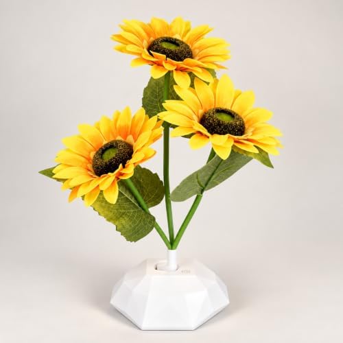Three Headed Sunflower Tree Lamp,Tabletop Bonsai Sunflower Light - Image 2
