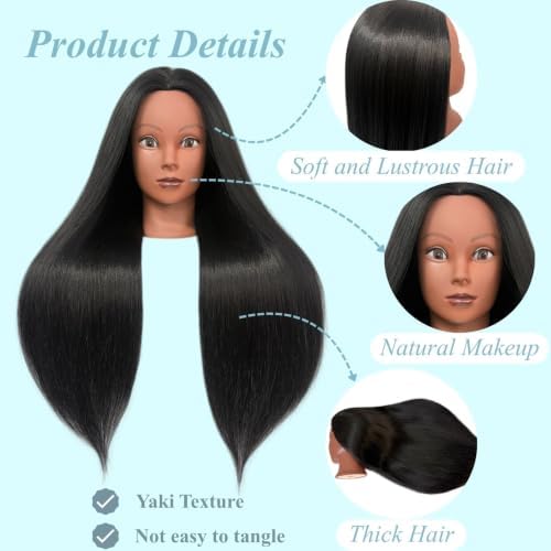 Braiding Mannequin Head with Hair, Black Mannequin Head for Hair Styling - Image 4