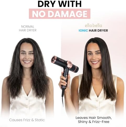 ELLA BELLA® Ionic Hair Dryer with Diffuser - Negative Ion Blow Dryer, Quiet - Image 2