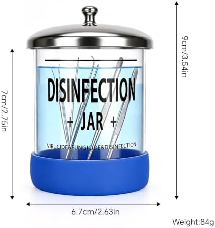 Disinfectant Sterilizer Glass Jar - Capacity 5 Oz Glass with Stainless Steel Lid for Cleaning, Storage & Organization of Manicure Nail Tools & Barber Salon Supplies - Image 4