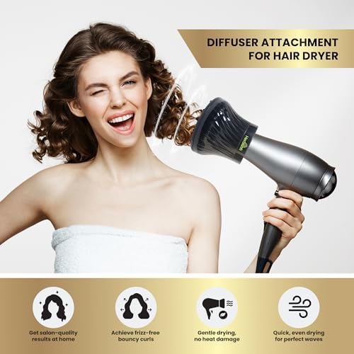 Herbishh Universal Hair Dryer Diffuser for Curly, Coily & Wavy Hair, Black - Image 6