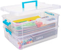 TERGOO 2 Layer Plastic Storage Containers with Lids, Multipurpose Clear Stack & Carry Box, Portable Craft Organizers and Storage Bin for Organizing Art & Craft, Sewing, Makeup, Nail Supplies (Blue) by Focusonefficientstorage