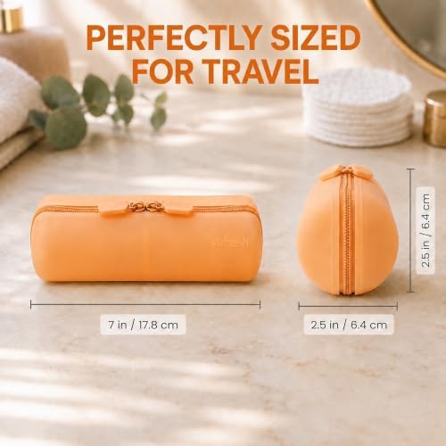 Cotton Round Swab Travel Case, 2-in-1 Beauty Organizer Peach Glow - Image 3