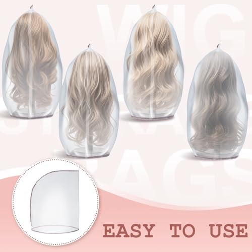 Hillban 3 Pcs Wig Storage Bags Nylon Mesh Wig Case with Hang Loop - Image 5