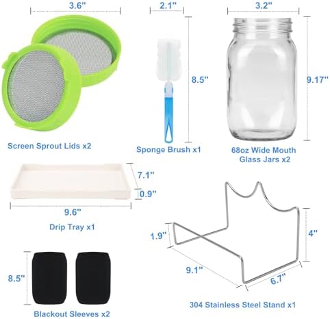 2000ML Seed Sprouting Kit, 2 Sprouts Growing Kits, Large Sprouting Jar Kits - Image 4