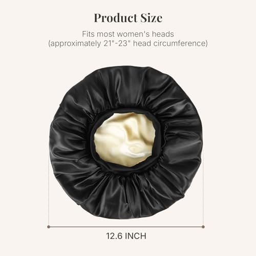 2PCS Silk Hair Bonnet for Sleeping Women - Satin Bonnet for Sleeping Double Layer Adjustable Sleep Cap for Curly Hair - Image 6