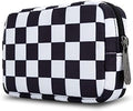 E-Tree Cute Small Makeup Bag, Cosmetic Toiletry Skin Care Make up Little Items Pouch for Purse,Zipper Mini Tech Charger Cable Electronic Organizer Case,Travel Accessories for Women Men Teen,Checkered by E-Tree