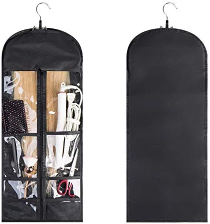 Hairro Portable Hair Extensions Carrier with Front Pockets Non-Woven Dust-Proof Storage Case for Human Hair Extensions, 26 Inch Natural Black - Image 3