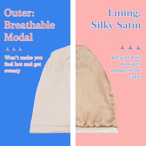 2 Pcs Adjustable Silk Hair Bonnet for Sleeping, Satin Lined Sleep Cap for Women and Men, Silk Hair Wrap Slouch Beanie. - Image 4
