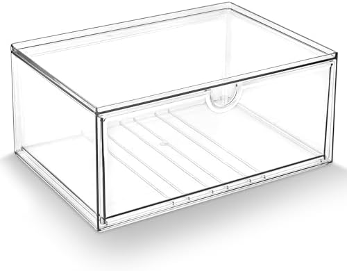 Prsildan Acrylic Makeup Organizer Stackable Clear Storage Drawers for Baby Bottles Desk Organizers for Countertop Vanity Nursery Adjustable Modular System for Cosmetics Jewelry by Prsildan