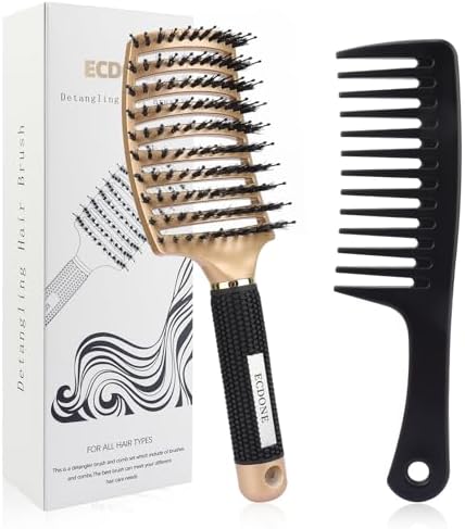 Detangler Brush for Wet and Dry Hair - Painless Hair Brush for Detangling Knots, Smoothing and Styling, for Adults and Kids, Gentle on Curly/Thick Hair (Golden) by Unknown