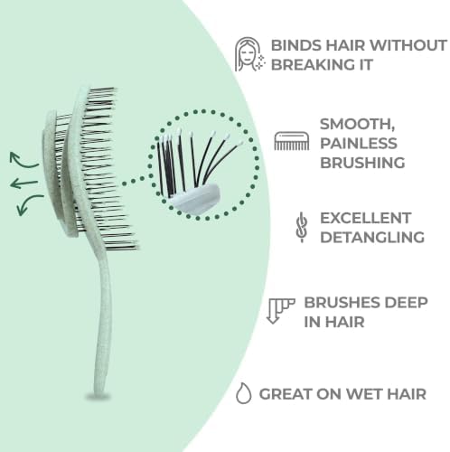 Ninabella Detangler Brush - No Tangle Hair Brush for Women, Fine, Thick and Long Hair - Hairbrush for Wet and Dry Hair, Gentle on the Scalp - Green - Image 2
