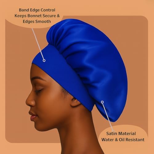 Satin Bonnet – Sleep Bonnet for Women and Men Curly Hair, Braids, and Natural Hairstyles (1pck) - Image 5