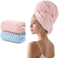 REDKISS 2 Pack Microfiber Hair Towels - Extra Large Hair Towel Wrap for Women, 24x42 inch Pink Hair Towels with Elastic Strap, Super Soft Blue Hair Drying Towels Curly Anti Frizz Turbans by REDKISSOnline
