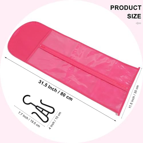 Hair Extension Holder 3Pcs Wig Storage Bags with Hanger, Wig Holder Wig Storage for Multiple Wigs, Breathable Dust-proof Extra Long Wig Bags for Hair Extensions & Accessories (Hot Pink) - Image 2