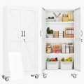 61" Metal Garage Storage Locker Cabinet with Wheels,Rolling White Lockable Tool Cabinet with 2 Doors and 3 Adjustable Shelves, Steel File Cabinet for Home Office Warehouse Gym by BAOLIWO