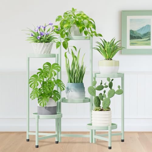 iDavosic.ly Plant Stand Indoor Outdoor, 6 Tier Metal Corner Shelf, Green by iDavosicly