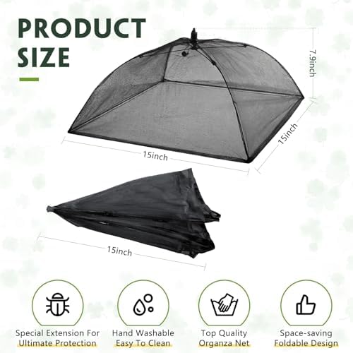 Sawysine 4 Pack Mesh Plant Cover Dome Tent Protector,17 X 17 Inch,Black - Image 2