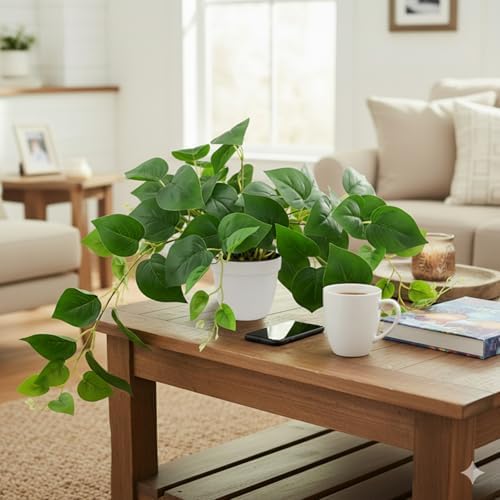 Tiita Artificial Pothos Plant in Pot, 1 Pack for Desk and Shelf Decor - Image 4