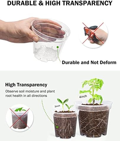 homenote 4 Inch Clear Nursery Pots for Plants with 20 Plant Labels (60 Pcs) - Image 5